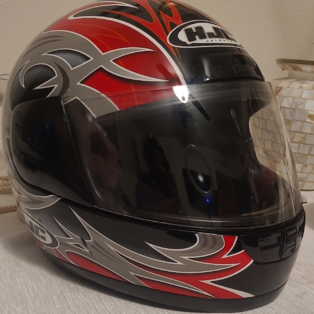 HJC Red and Black Motorcycle Helmet large